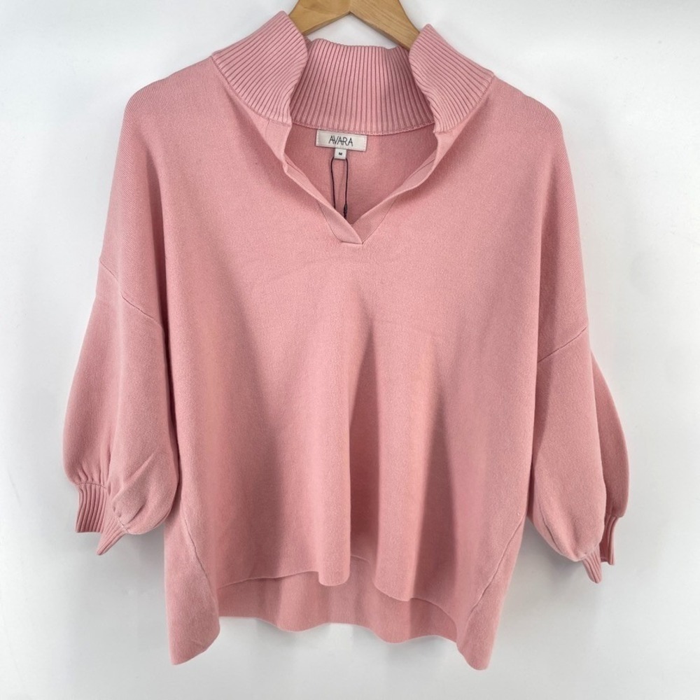 Avara Women's M Gwyneth Sweater Pink MSRP $78 Knit Collar‎ Preppy Pastel